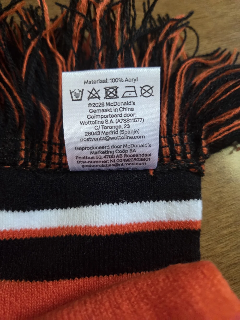 Mc Donalds Orange Graphic Knitted  Logo Scarf